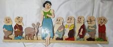 VINTAGE SNOW WHITE AND THE SEVEN DWARVES BEAUTIFULLY Hand Painted WOOD WALL ART picture