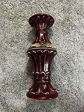 Fine Antique Red Porcelain Candle Holder 12” Tall Hand Crafted picture