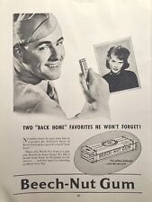 Beech-Nut Chewing Gum Back Home Favorites Photo Girl GI Vintage Print Ad 1943 picture