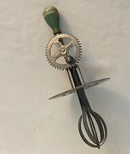 Antique A & J Hand Mixer Egg Beater Green Wood Handle EKCO Chicago USA 1923 picture