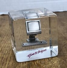 Vintage Computer Lucite Cube Paperweight “You & Wyse” Technology -Model Enclosed picture