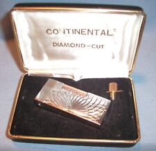 CMC CONTINENTAL DIAMOND CUT Butane Flip Top Side Roller CIGARETTE LIGHTER + Case picture