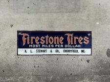 Firestone Tires Sign Embossed Tin Vintage picture