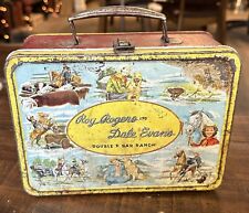 Vintage 1957 Roy Rogers Dale Evans Double R Bar Ranch Metal Lunch Box NO Thermos picture