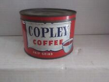 Copley Coffee Tin, 1 lb. key-wind, empty, w/lid.  Somerville, MA VGC picture