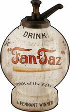 FAN TAZ SODA POP BASEBALL SYRUP JAR HEAVY DUTY USA MADE METAL ADVERTISING SIGN picture