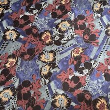 Vintage 1980s Floral Print Graphic Material Fabric Cotton Measures 143cm X 332cm picture