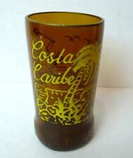 Costa Caribe Drinking Glass Hand Decorated Brown Beer Bottle Repurposed picture
