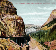 Golden Gate Viaduct Road Bridge Yellowstone National Park Vintage Postcard A7 picture