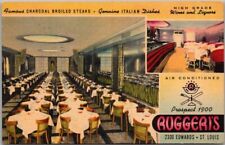 ST. LOUIS, Missouri Postcard RUGGERI'S RESTAURANT Bar View / Linen c1940s Unused picture