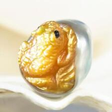 South Sea Baroque Pearl & Carved Bronze-color Mother-of-Pearl Shell Frog 3.91 g picture