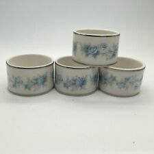 Noritake Roseberry Porcelain Napkin Ring Holder Set of 4 Blue Roses/ Pink Flower picture