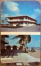 North Miami Beach Ocean Palm Motel People Tents Florida Vintage Postcard c1950 picture