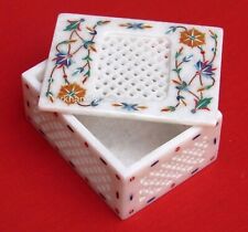 4 x 3 Inches Floral Pattern Inlay Work Ear Studs Box for Wife Marble Flower Box picture