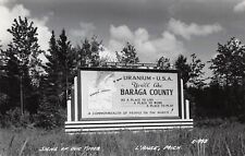 RPPC L'Anse MI Michigan Baraga County Welcome Sign Photo Postcard E5 picture