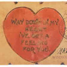 Antique Ephemera 1906 Leather Postcard Humor Valentine Love Heart Posted Stamped picture