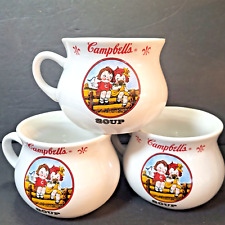 Set Of 3 Jumbo Campbell's Soup Mugs Cups Bowls Ceramic 2000 Boy Girl On Fence  picture