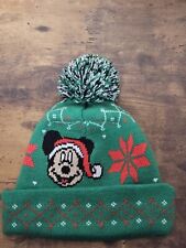 DISNEY Mickey Mouse Red and Green Christmas Winter Beanie Hat One size EUC picture