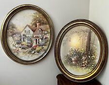 Two Vintage Homco Home Interiors Framed Cottage Core Prints  picture