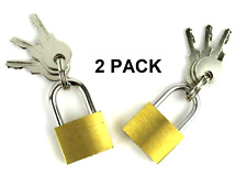 2x Small Metal Padlock Mini Brass Tiny Box Travel Locks Keyed Jewelry 3 Key 20mm picture
