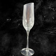 Pier 1 Wine Flute Glass Crackle Angle Slant Rim Clear Drinking Glass Single picture