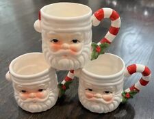 Vintage 1980s Ron Gordon Ceramic Santa Claus Christmas Coffee Mug Set Of 3 picture