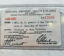 1936-1937 CLEVELAND, CINCINNATI, CHICAGO & ST LOUIS RAILWAY Pass picture