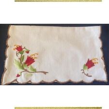 Vintage, sandwich holder, in linen, hand embroidered  measurements closed picture