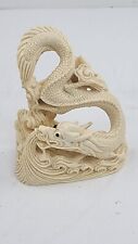 Vintage Daco Trading Chinese Dragon Carved Statue, 4.5  Inches, Ivory picture