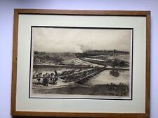 Edwin Forbes Etching “The Pontoon Bridge” 1876 Great Oak Frame picture