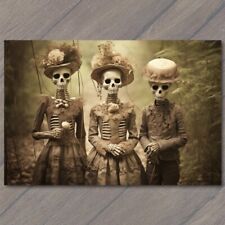 POSTCARD Weird Creepy Women Halloween Cult Unusual Masks Skeleton Strange Dress picture
