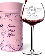 50TH Birthday Gifts for Her, Vintage 1974 Engraved 50th Wine Glass, 50 Year Old  picture