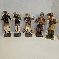 Set Of 5 Vintage Paper Mache Mexican Folk Art Figures See Pics picture