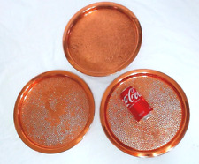 VINTAGE COPPERCRAFT GUILD HAMMERED COPPER ROUND TRAYS 13