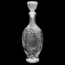 Vintage 1970s Italian Clear Glass Decanter Bottle with Stopper Oval Twist MCM picture