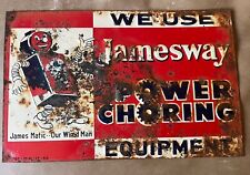 Vintage 1956 Jamesway Power Choring Equipment Embossed Sign picture