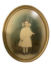 Vtg Hand Tinted Turn Of The Century Photograph of Young Girl-21x17 Oval-Framed picture