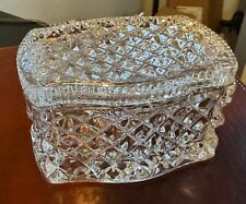 Vintage Diamond Cut Glass Trinket Box Rectangle Lidded 4 3/4