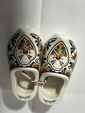 Vintage Miniature Wooden Holland White Clogs picture