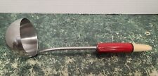 Vintage A&J Ladle Red White Black Torpedo Plastic Handle Stainless Steel picture