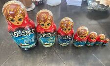 Vintage Russian Matryoshka Nesting Stacking Dolls 7 Pieces Hand Painted picture