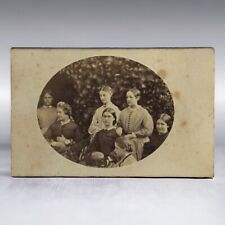 1870’s Original CDV Photo From England 7 Women/Girls Glaring At Camera Awkward picture