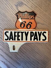 Original Phillips 66 Sign License Plate Topper Advertising Automobile Gas Oil picture