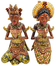 Balinese Indonesian Wedding Couple Sculpture Wooden Handcarved Handpainted RARE picture