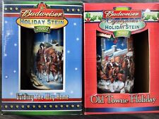 2002 & 2003 NIB Budweiser Holiday Beer Steins picture