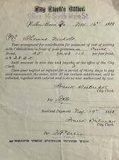 Wilkes Barre Pennsylvania Ephemera City Invoice for Paving Frank Dietrick 1888 picture