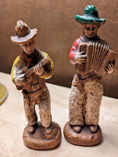 Two Vintage Cowboy Western Swing Band Figurines Accordion & Guitar Player 5.5