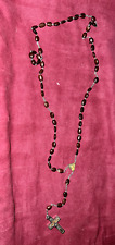 Vintage Italy Ebony Wood Oblong Bead Rosary hj12 picture