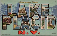LAKE PLACID New York Large Letter Postcard Curteich Linen c1952 / Unused picture