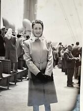 UJ Photograph Pretty Lovely Lady Beautiful Woman On Ship Boat Ride Coat Kerchief picture